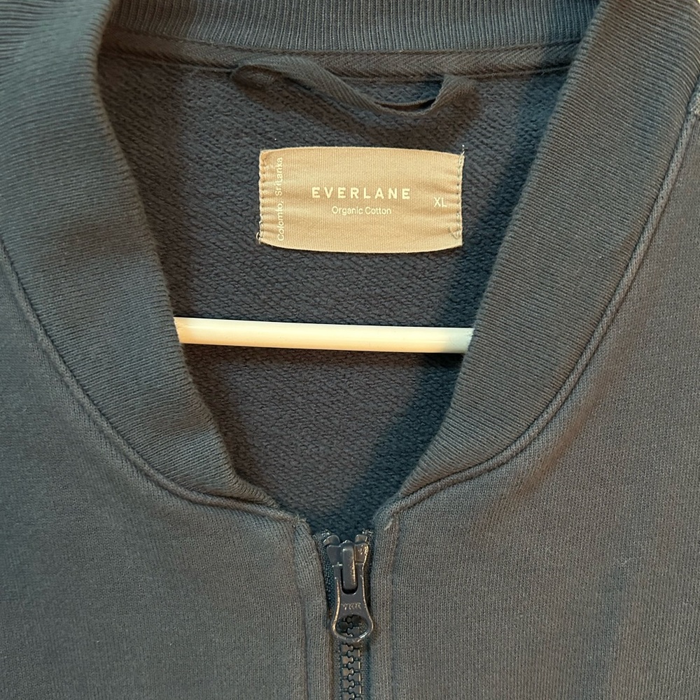 Everlane Blue Cotton Zip-Up Bomber Jacket